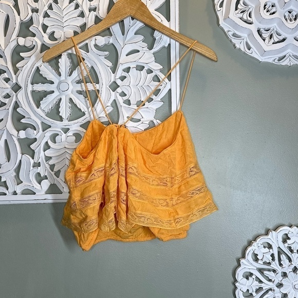 Free People NWT Home Again Tie Back Crop Camisole Cantaloupe Orange  Small - Picture 5 of 8